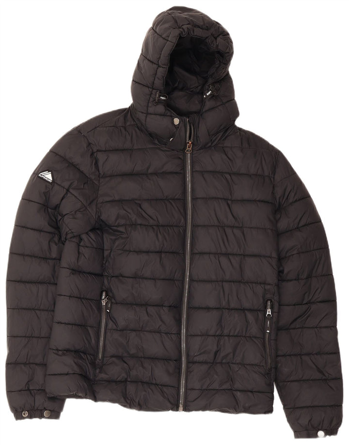 Giacca imbottita con cappuccio da uomo Superdry UK 40 Large in nylon nero