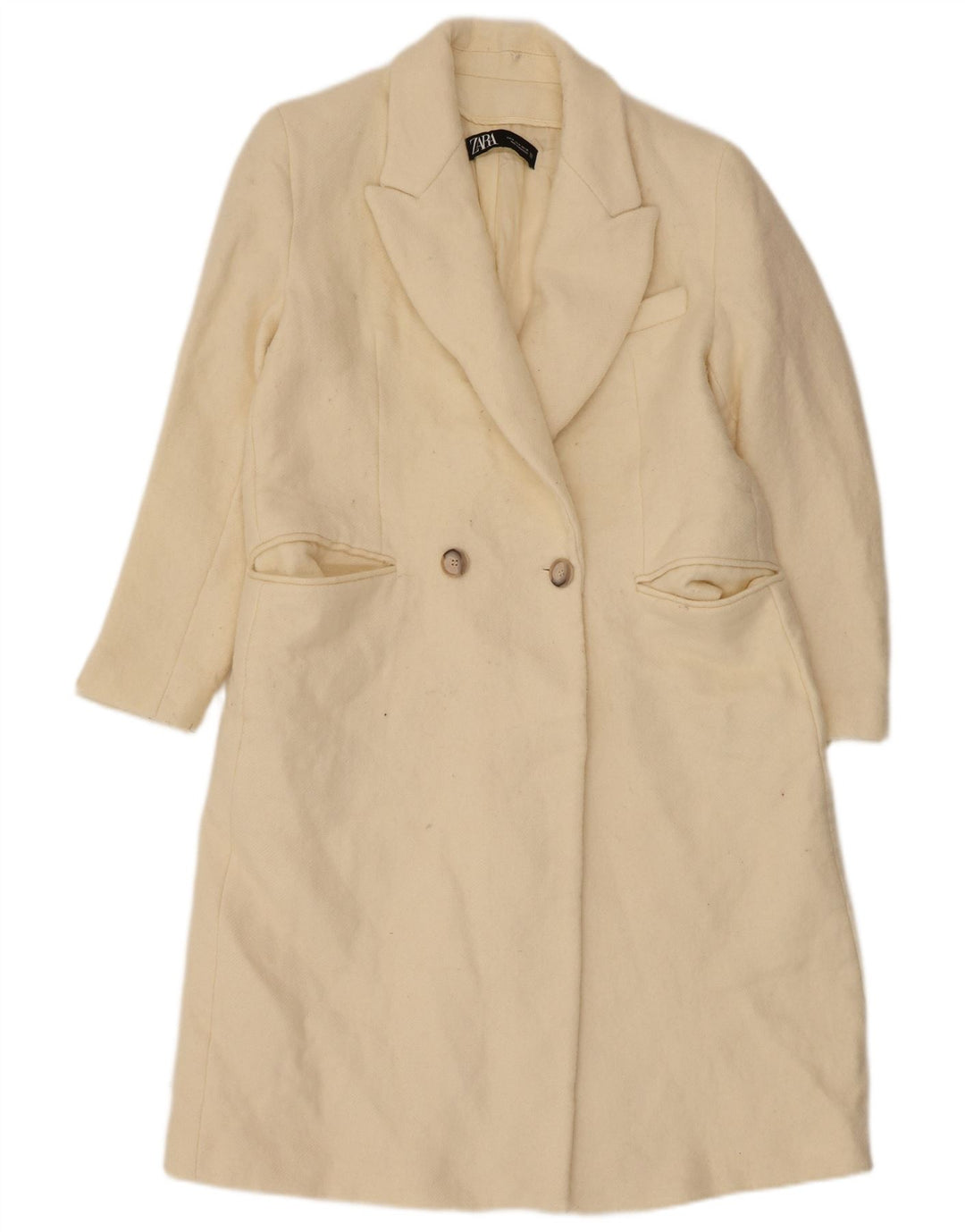 Cappotto doppiopetto da donna Zara UK 14 Lana bianco sporco medio