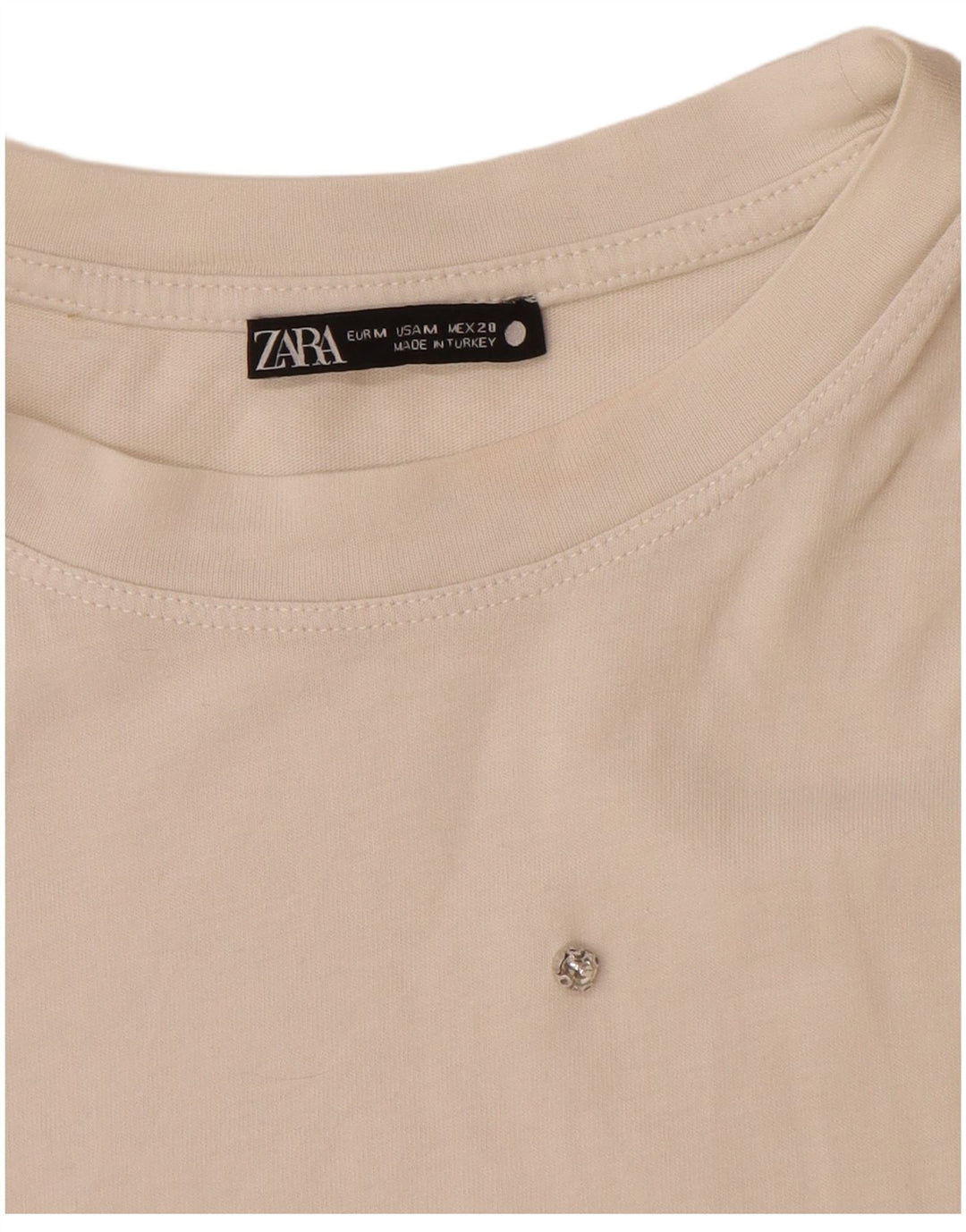 T-shirt Zara da donna Top UK 14 cotone bianco medio