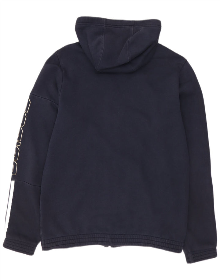 Maglione con cappuccio e zip grafica da uomo ADIDAS in cotone blu navy medio