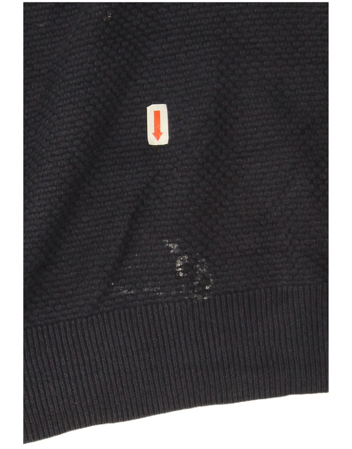 Massimo Dutti Mens Button Neck Jumper Sweater 2XL Navy Blue Cotton