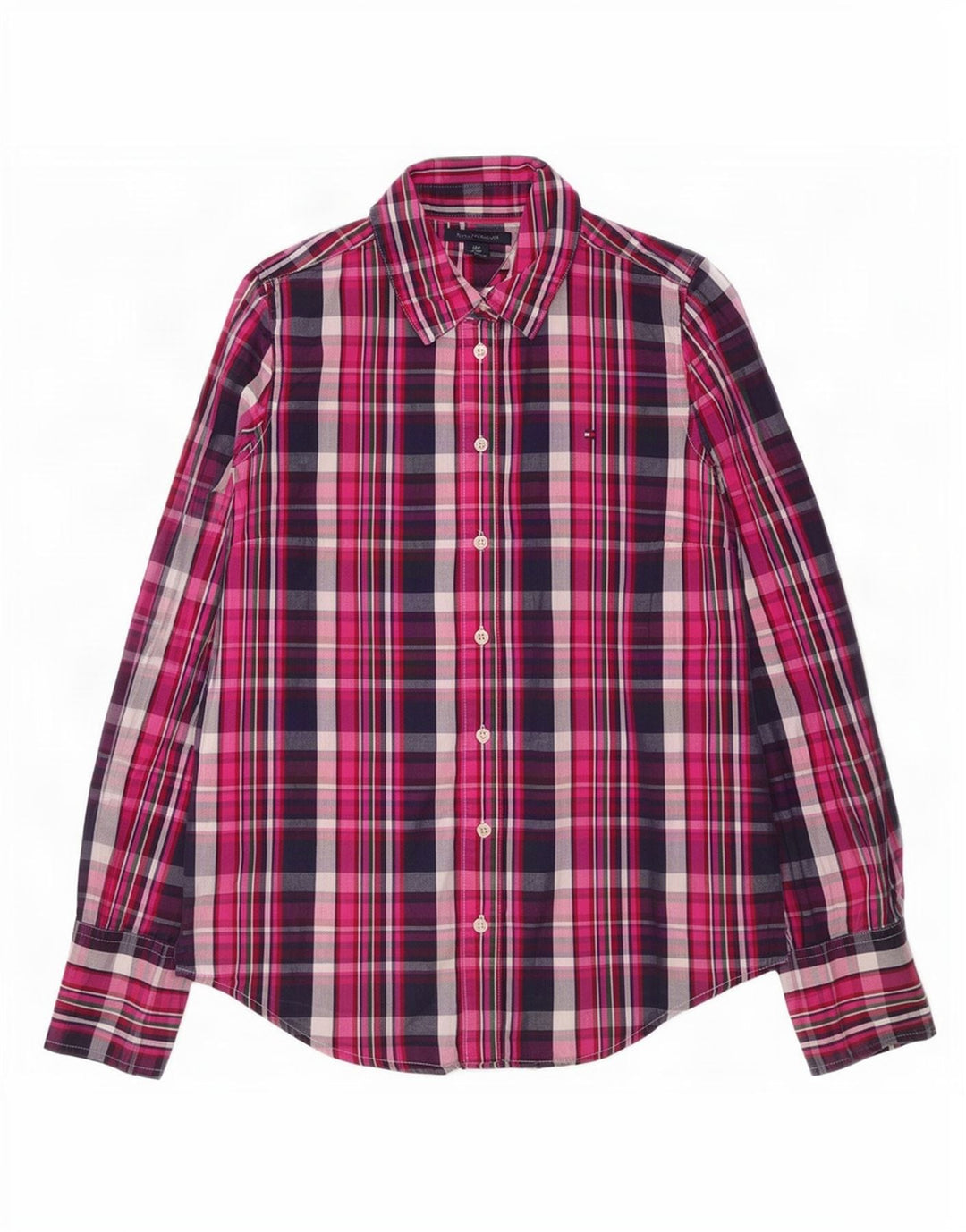 Camicia da donna Tommy Hilfiger UK 10 piccolo cotone a quadri rosa