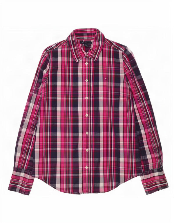Camicia da donna Tommy Hilfiger UK 10 piccolo cotone a quadri rosa