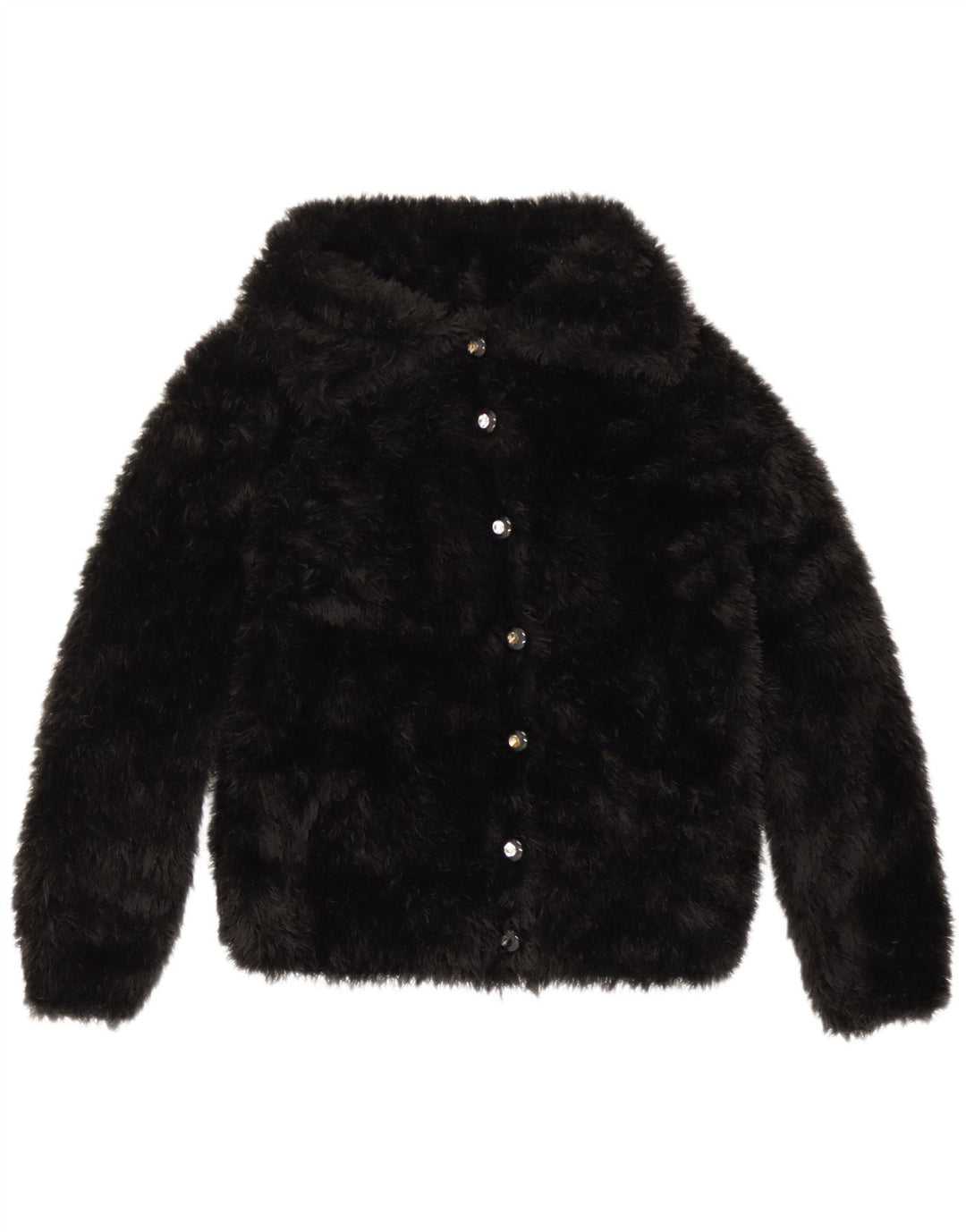 Giacca vintage da donna in pelliccia sintetica UK 10 piccola nera