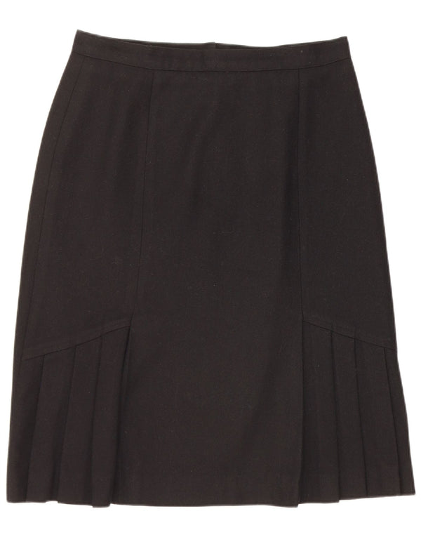 Gonna a trapezio da donna vintage UK 16 grande W30 lana nera