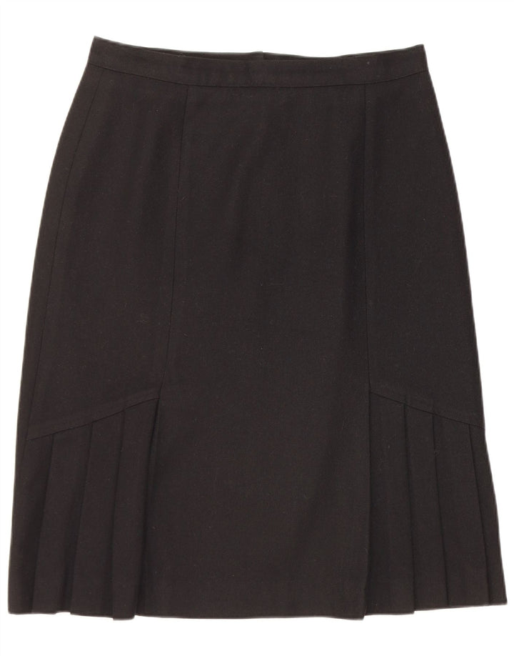 Gonna a trapezio da donna vintage UK 16 grande W30 lana nera