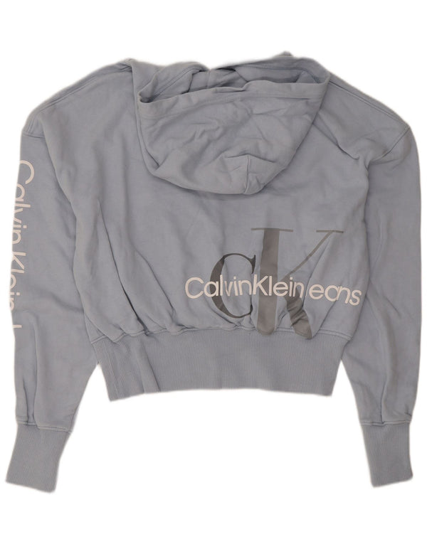 Maglione con cappuccio oversize grafico da donna Calvin Klein Jeans UK 10 piccolo blu