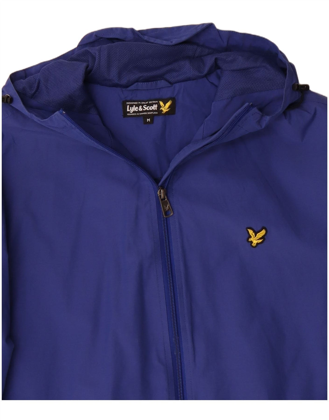 Giacca antipioggia da uomo con cappuccio LYLE & SCOTT UK 38 nylon blu navy medio