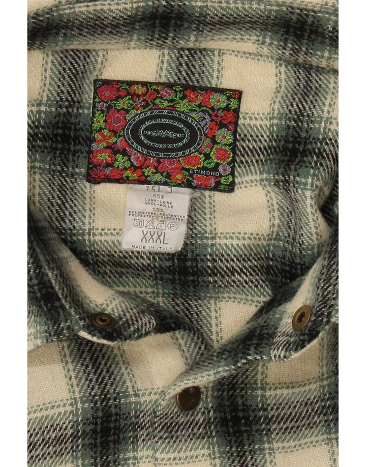 Camicia in flanella da uomo VINTAGE 3XL lana a quadri verde
