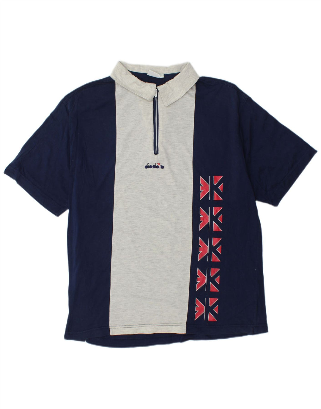 Polo grafica da uomo DIADORA Large in cotone color block blu navy