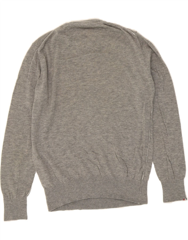 NAPAPIJRI Mens Crew Neck Jumper Sweater Medium Grey Merino Wool Vintage Napapijri and Second-Hand Napapijri from Messina Hembry 