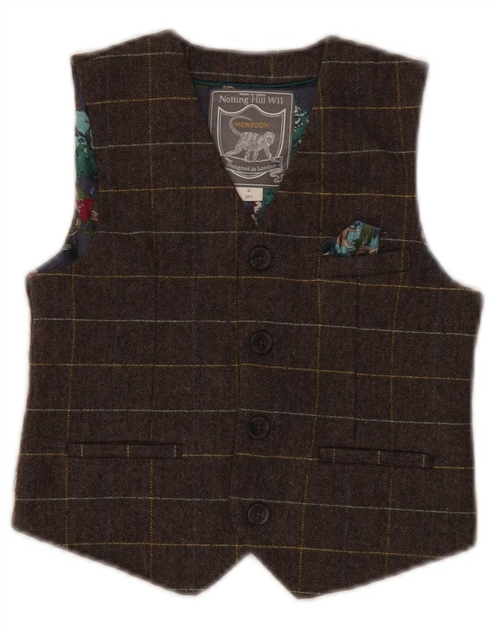 Gilet da bambino Monsoon 5-6 anni in lana a quadri marrone