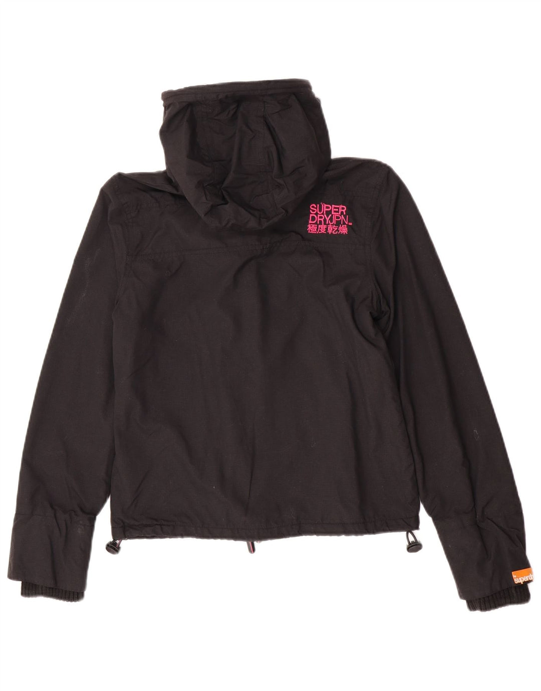 Giacca a vento con cappuccio da donna Superdry UK 10 Small nylon nero
