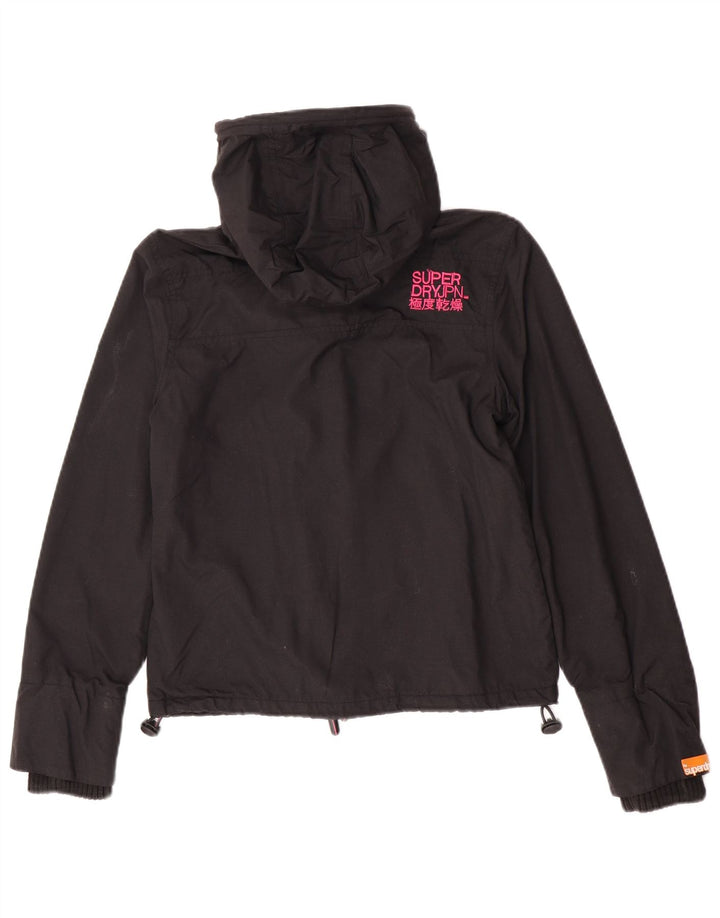 Giacca a vento con cappuccio da donna Superdry UK 10 Small nylon nero