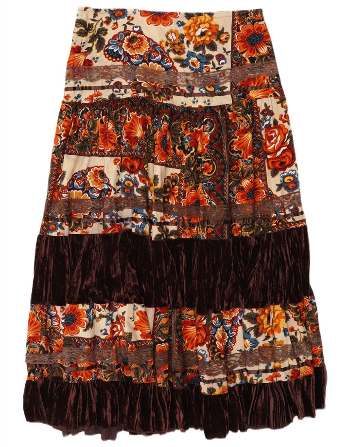 Gonna a strati vintage da donna W32 grande floreale multicolore