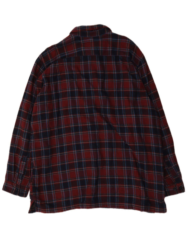 Camicia da uomo in flanella sherpa alta L.L.Bean 2XL in cotone a quadri bordeaux