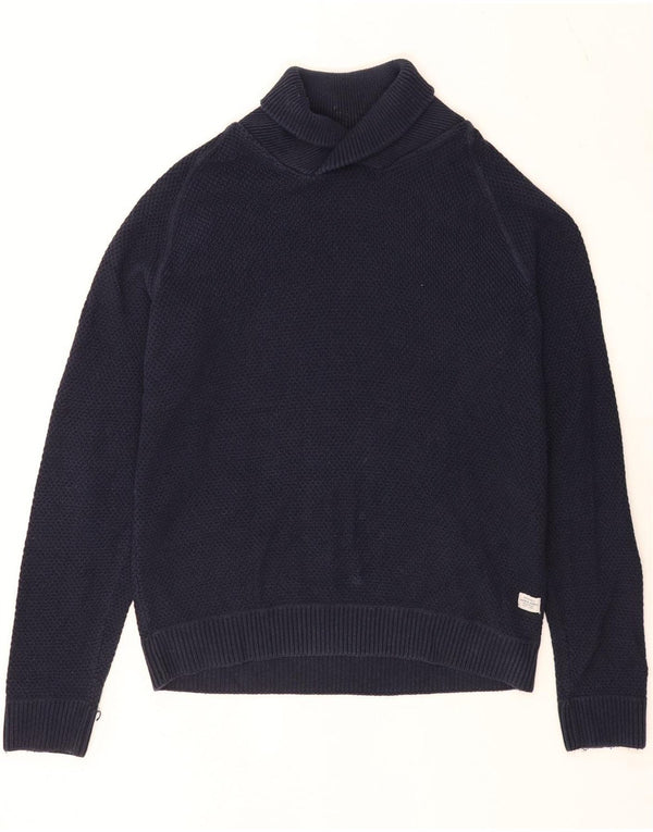 Jack & Jones Maglione da uomo con collo a scialle grande in cotone blu navy
