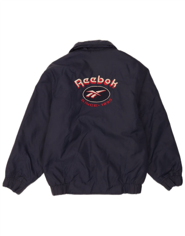 Giubbotto bomber grafico Reebok da ragazzo 13-14 anni in nylon blu navy