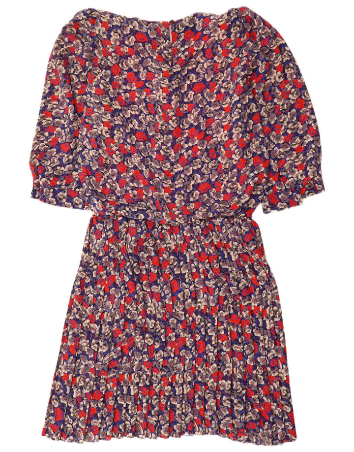 Abito tubino vintage da donna con maniche a 3/4 US 8 medio floreale multicolore