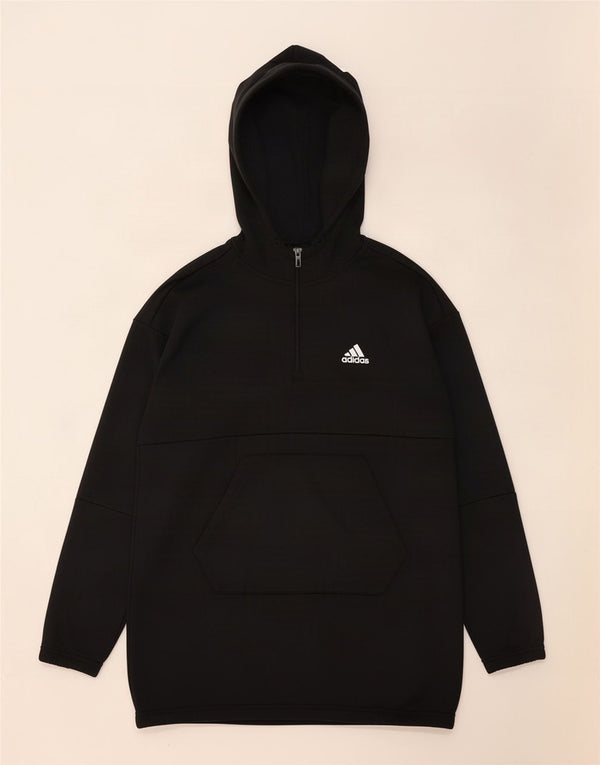 Maglione con cappuccio e zip grafica oversize da donna Adidas UK 8/10 Small Nero