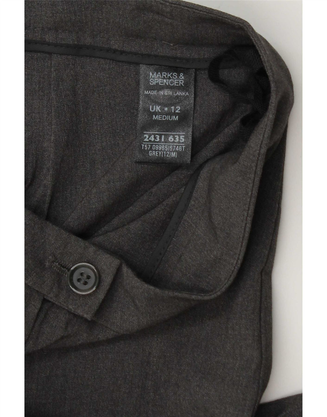 Pantaloni casual dritti da donna Marks & Spencer UK 12 Medium W30 L30 Grigio