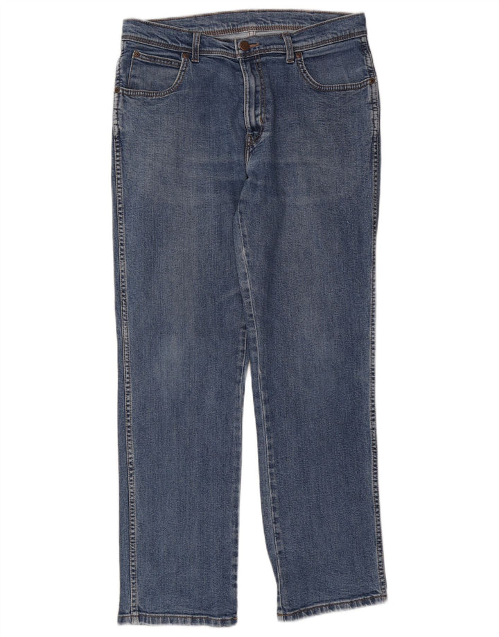 Jeans dritti da uomo Wrangler vestibilità regolare W34 L32 cotone blu