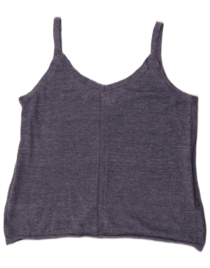 FAT FACE Maglione cardigan senza maniche da donna UK 10 Piccolo lino blu