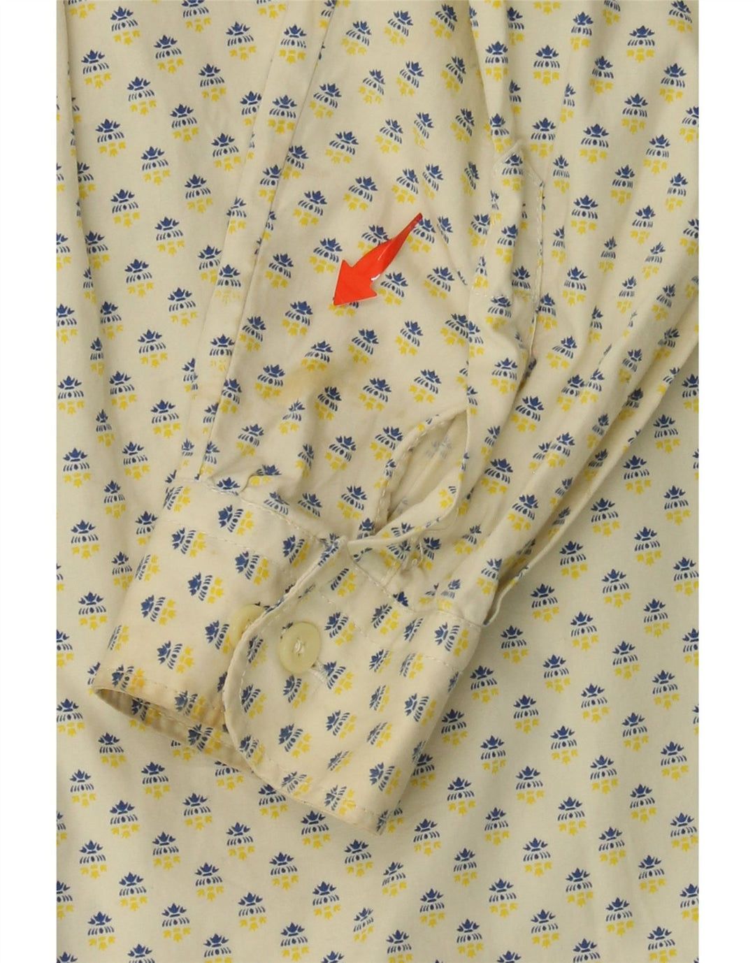 Camicia UNIFORM da donna vestibilità ampia con motivo astratto UK 14 cotone giallo medio