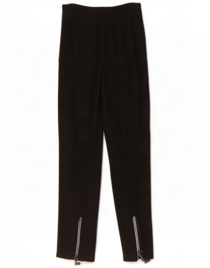 Pantaloni da abito dritti vintage da donna IT 42 medi W28 L32 lana nera