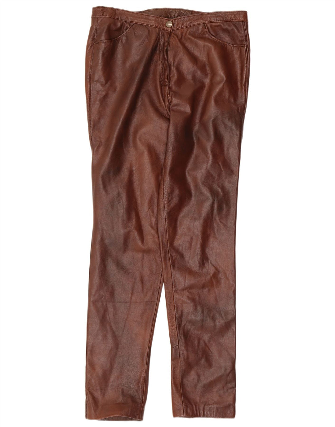 Pantaloni slim in pelle vintage da donna W32 L31 Marrone