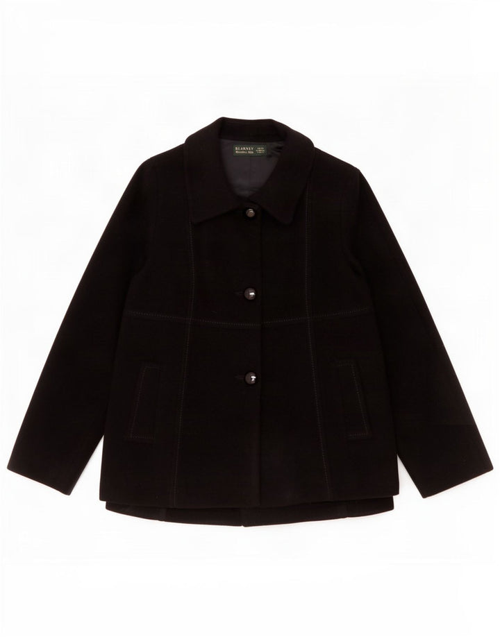 Giacca blazer a 3 bottoni da donna Blarney Woolen Mills UK 10 piccola in lana nera