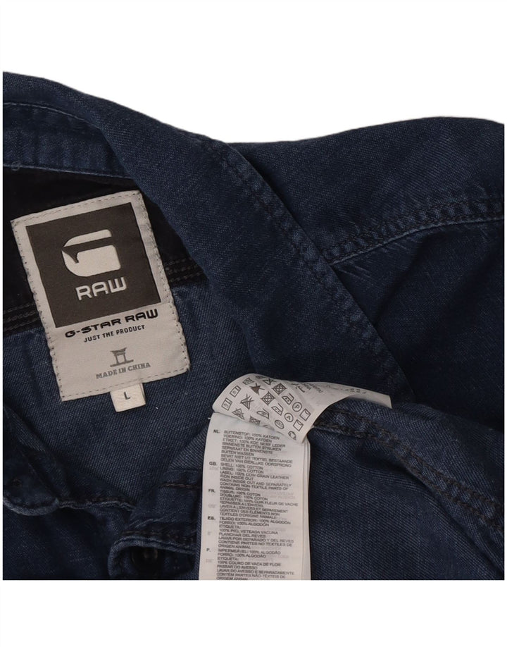 Camicia a maniche corte da uomo G-Star grande in cotone blu