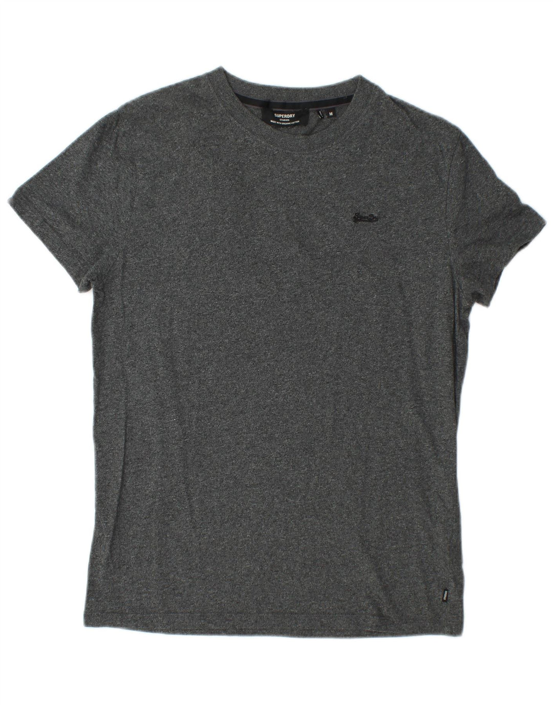 T-shirt da uomo SUPERDRY Top in cotone chiazzato grigio medio
