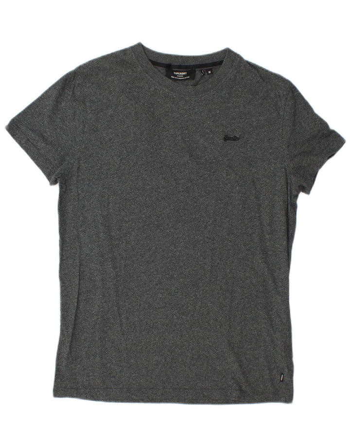 T-shirt da uomo SUPERDRY Top in cotone chiazzato grigio medio