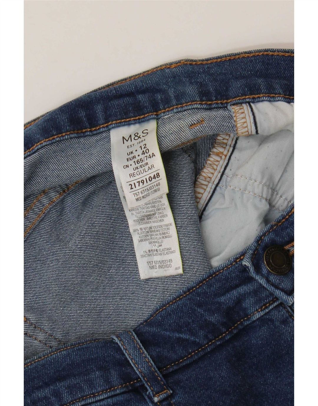 Jeans dritti da donna Marks & Spencer UK 12 medio W32 L30 cotone blu