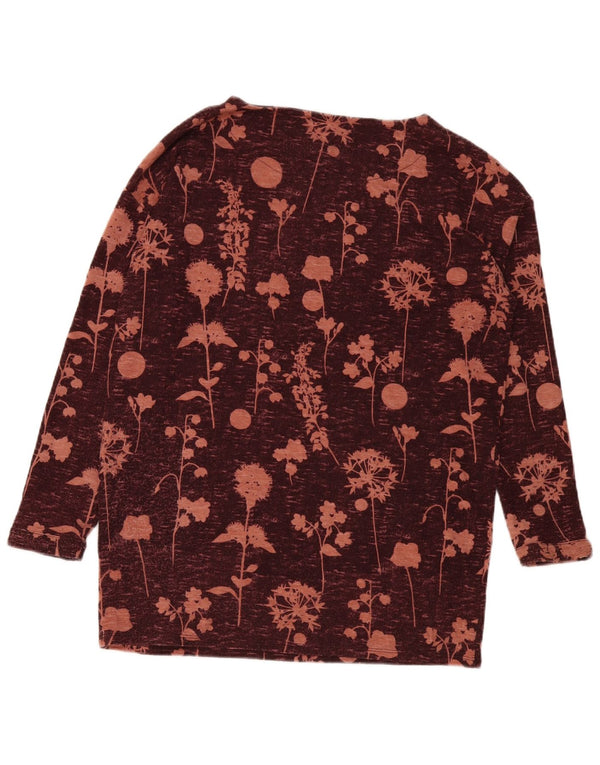 Marks & Spencer Top da donna a maniche lunghe UK 12 Borgogna medio floreale