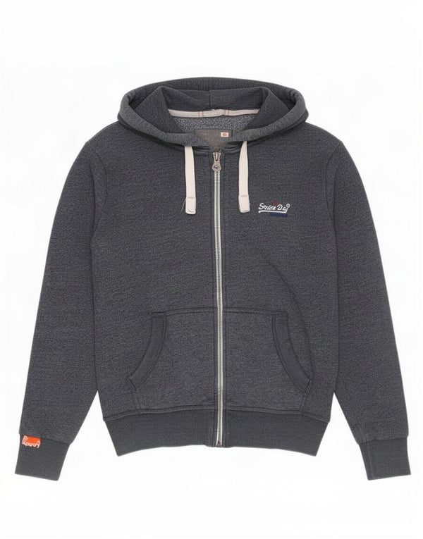 Maglione con cappuccio e zip da uomo Superdry in cotone screziato blu navy medio