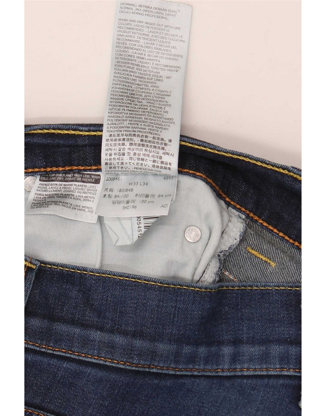 Jeans Levi's Uomo 511 Slim W33 L34 Cotone Blu Navy