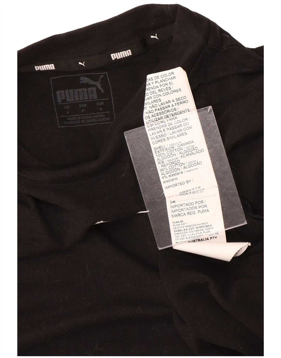 T-shirt grafica oversize da donna Puma UK 10 piccola in cotone nero