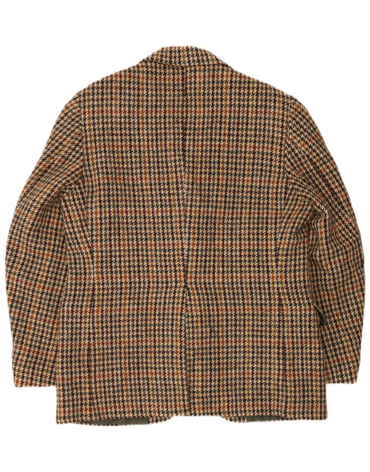 Giacca blazer da uomo a 2 bottoni Harris Tweed UK 40 grande pied de poule marrone