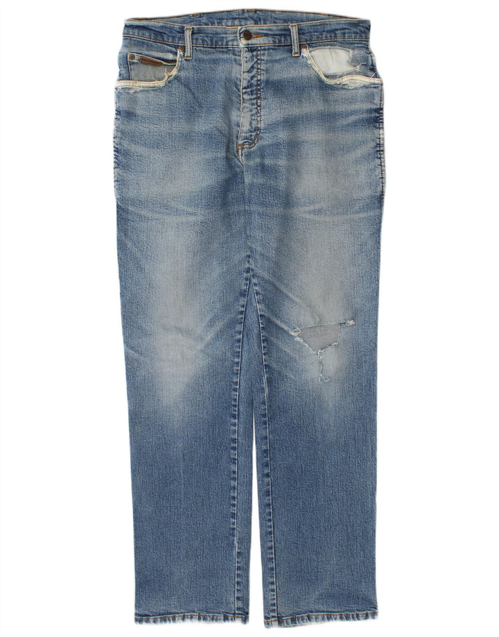 Jeans dritti Wrangler da uomo Texas invecchiati W34 L32 cotone blu