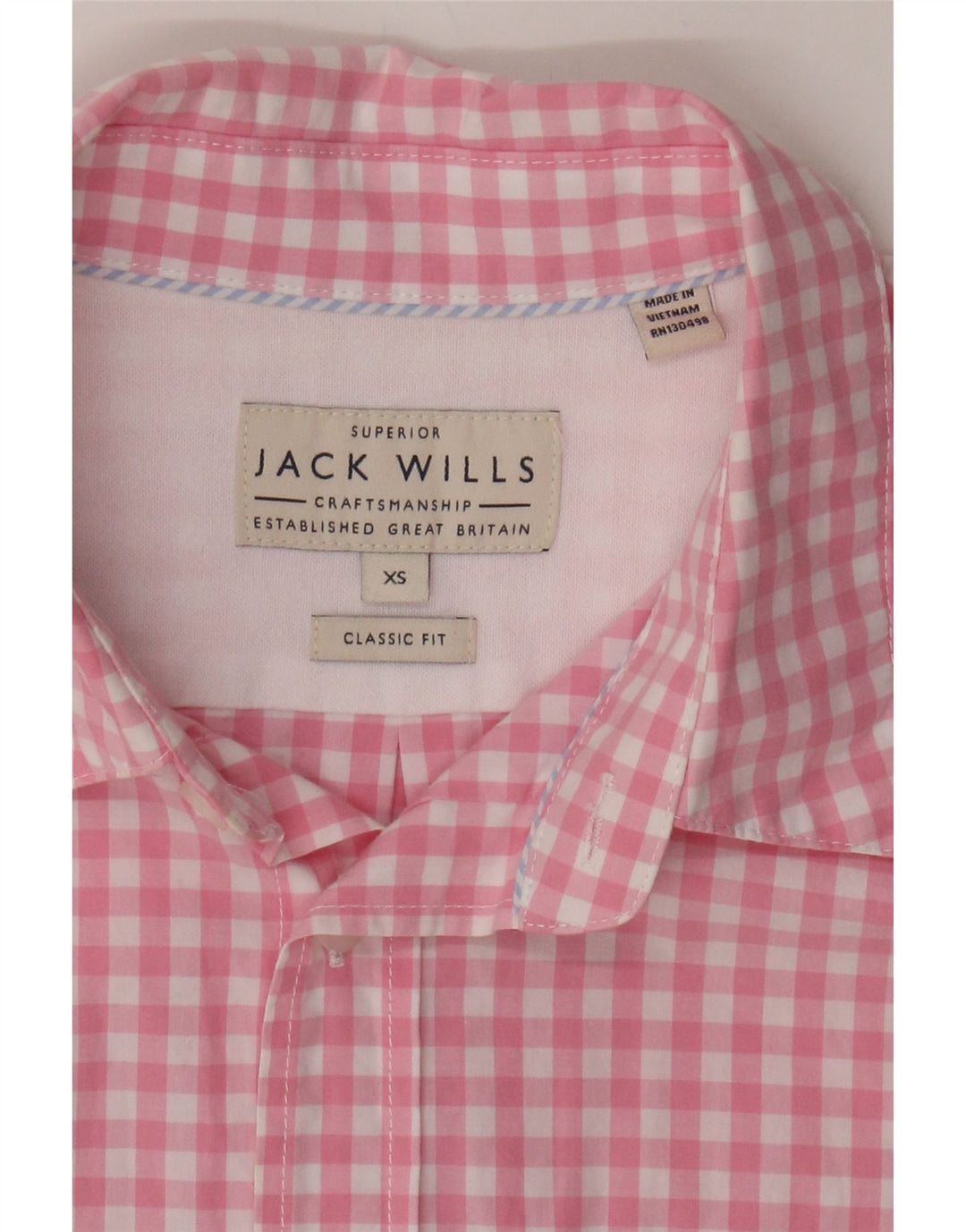 JACK WILLS Mens Classic Fit Shirt XS Pink Gingham Cotton Vintage Jack Wills and Second-Hand Jack Wills from Messina Hembry 