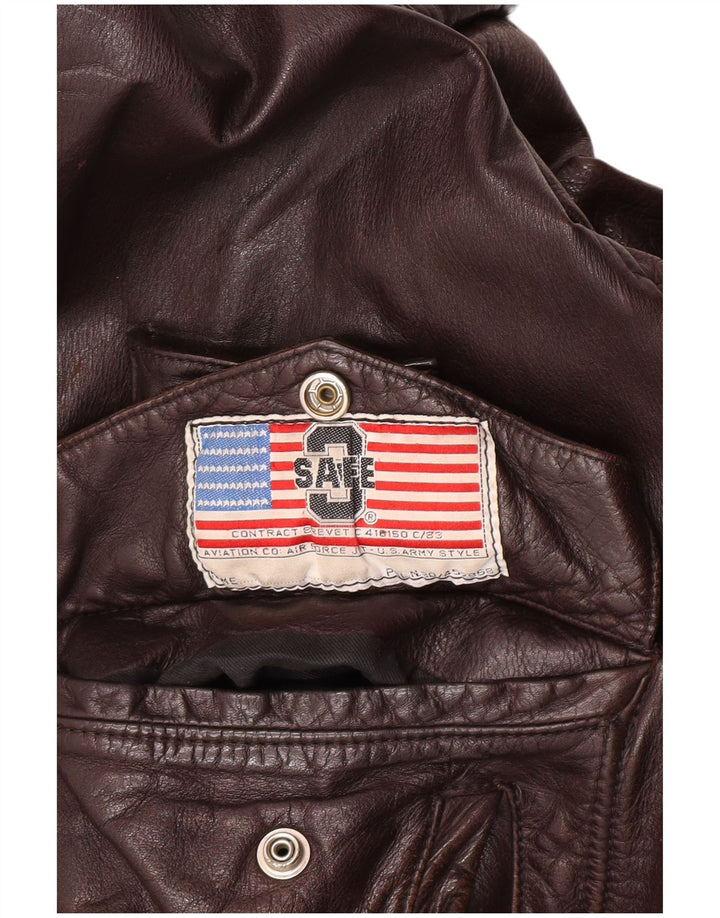 Giacca in pelle vintage da uomo UK 40 grande in pelle marrone