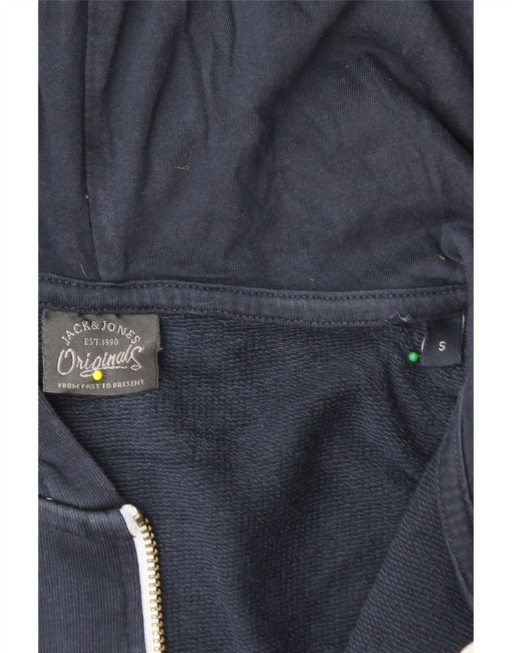 JACK & JONES Maglione con cappuccio e zip da uomo piccolo in cotone blu navy