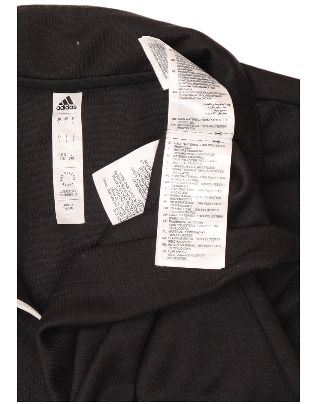 Adidas Uomo Zip Collo Top Manica Lunga Grande Nero Poliestere Sportivo