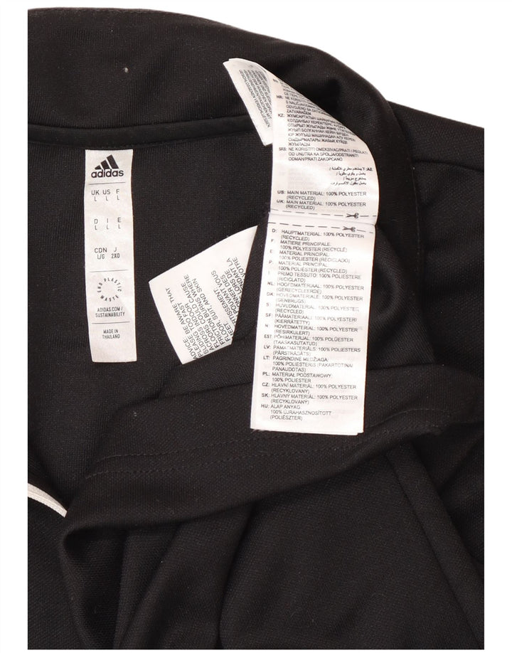 Adidas Uomo Zip Collo Top Manica Lunga Grande Nero Poliestere Sportivo