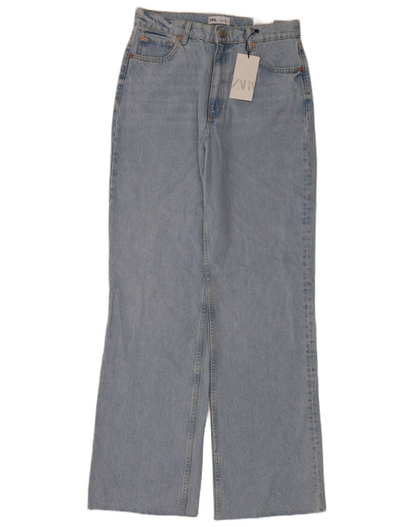 Zara Womens High Rise Wide Leg Jeans EU 42 Large W32 L36 Blue Cotton