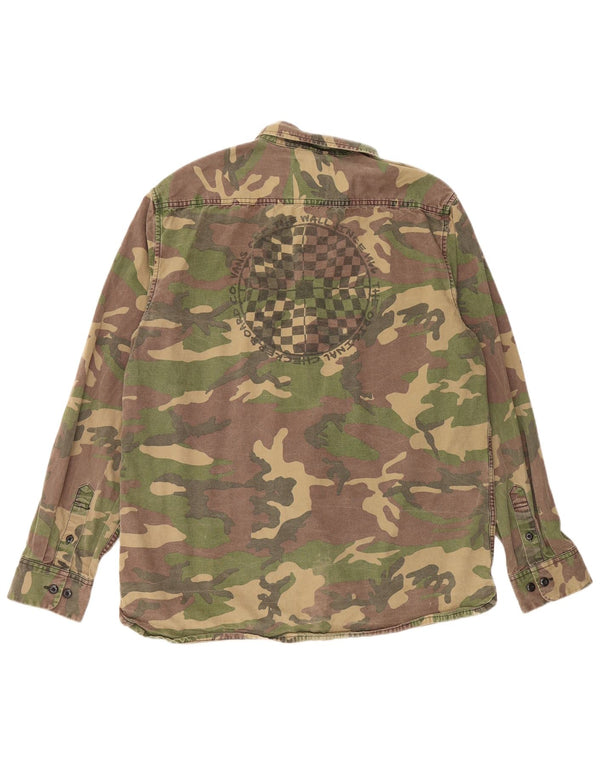 Camicia Vans da uomo con grafica militare classica vestibilità XL in cotone mimetico kaki