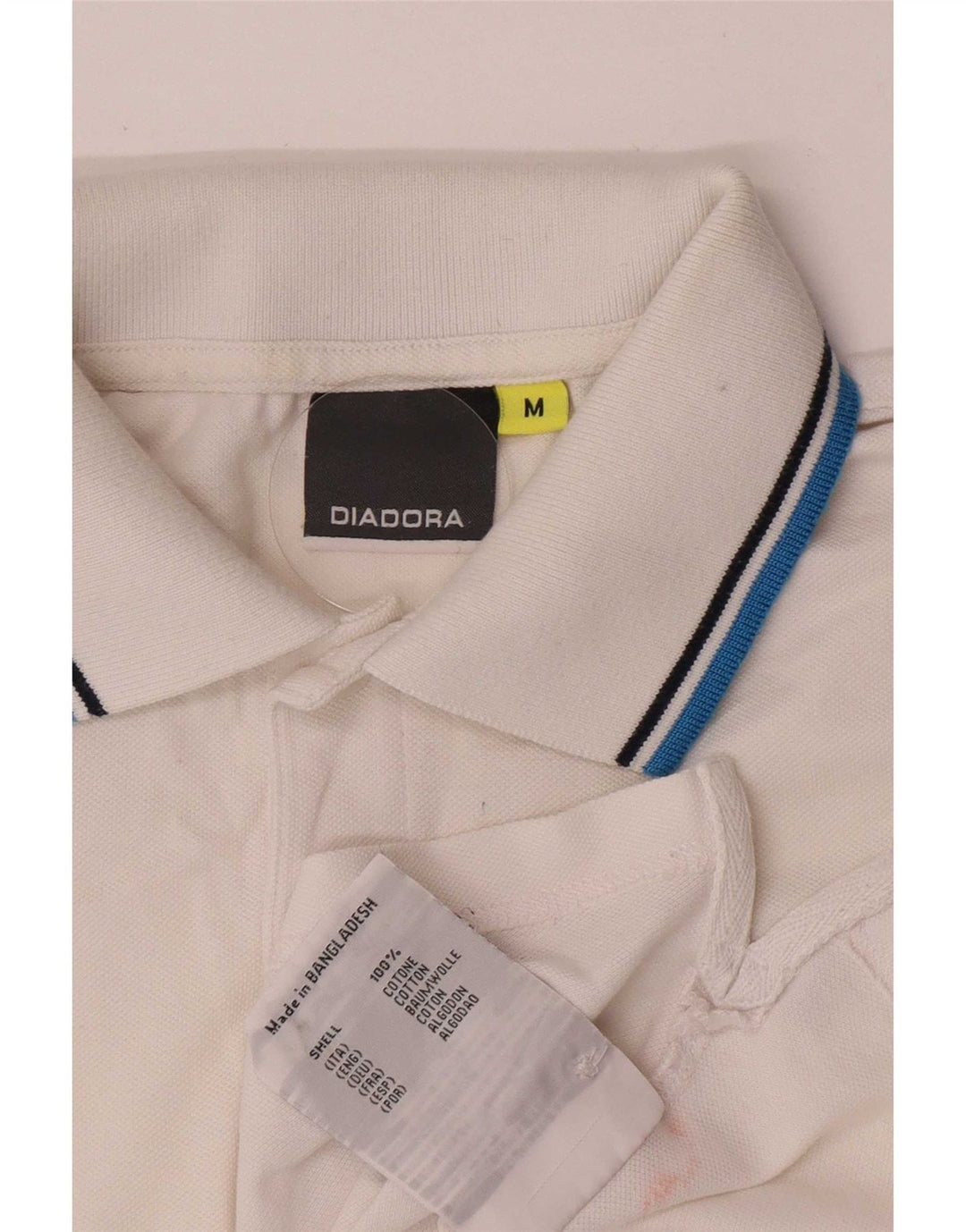 Polo Diadora Uomo Cotone Rigato Medio Bianco