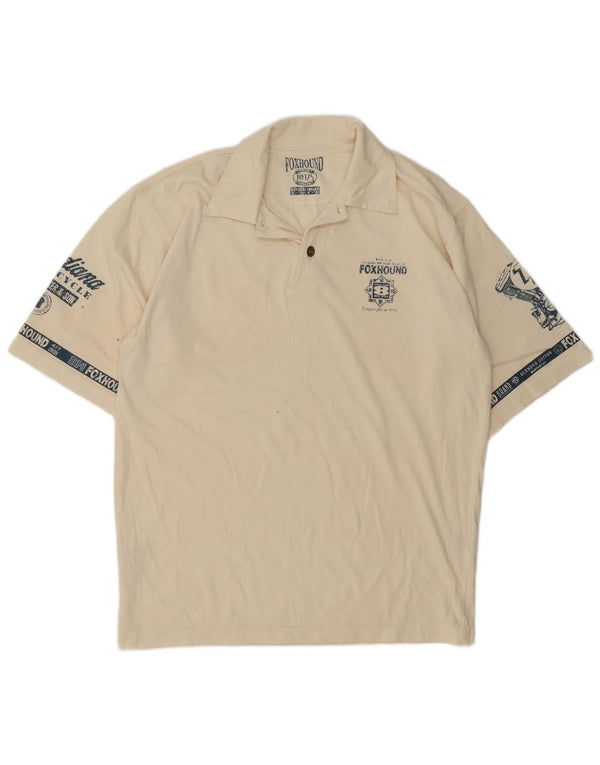 Polo grafica da uomo Foxhound in cotone beige medio retrò